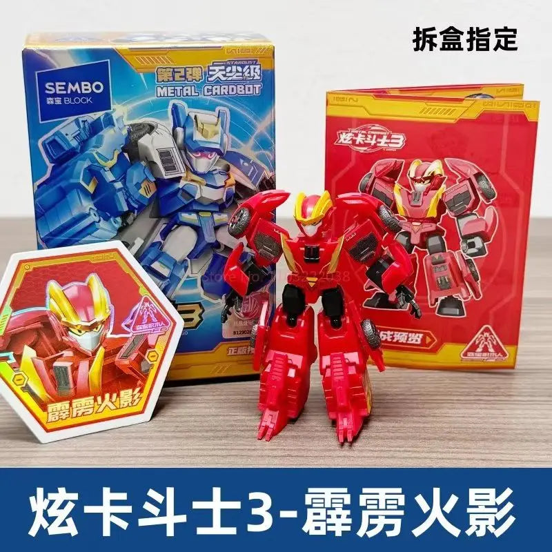 SEMBO Building Blocks Model Shining Blue Thunder King Metal Cardbot 3 Tianchen Class Series 2 Blind Box Action Figure