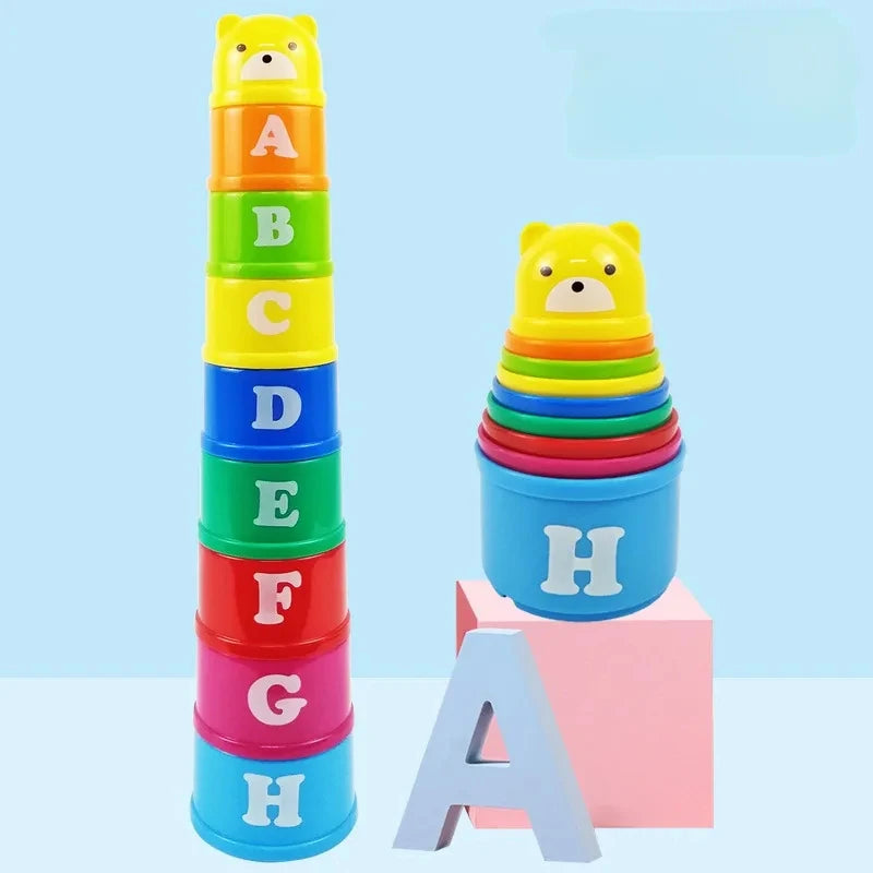 Kid Brain Response Battle Fold Cup Hand Speed Competition Fold Cup Baby Stack Game Early Education Puzzle Train Board Games Toy
