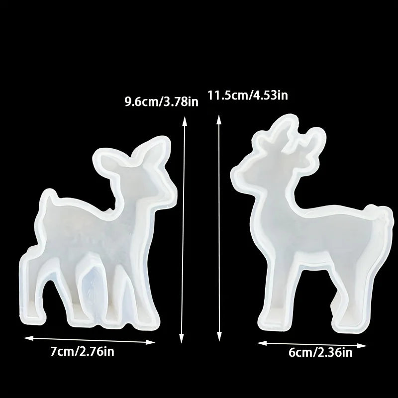 Christmas Decoration Silicone Molds 2pcs - Reindeer Ornament for Resin and Cement Crafts