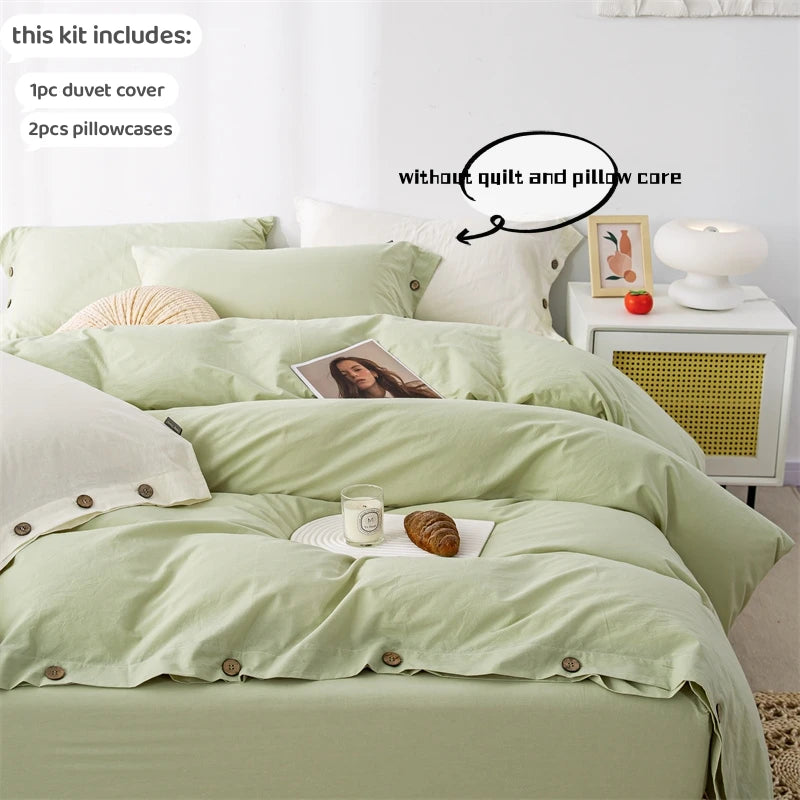 3pcs  100% cotton bedding set Double Duvet Cover Set 220x240 Solid Twist Cotton King Size Bedding Set Quilt Cover Set