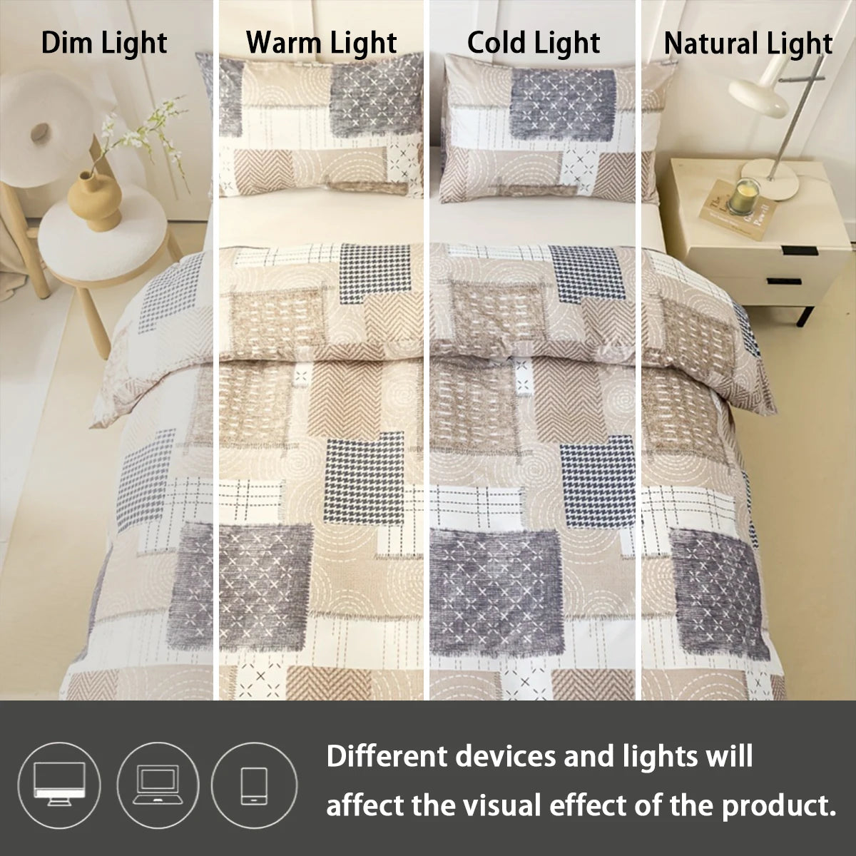 3pcs Chic Patchwork Design Pattern Print Duvet Cover Set, Soft Skin-Friendly Bedding Set Includes 1 Duvet Cover And 2 Pillowcase