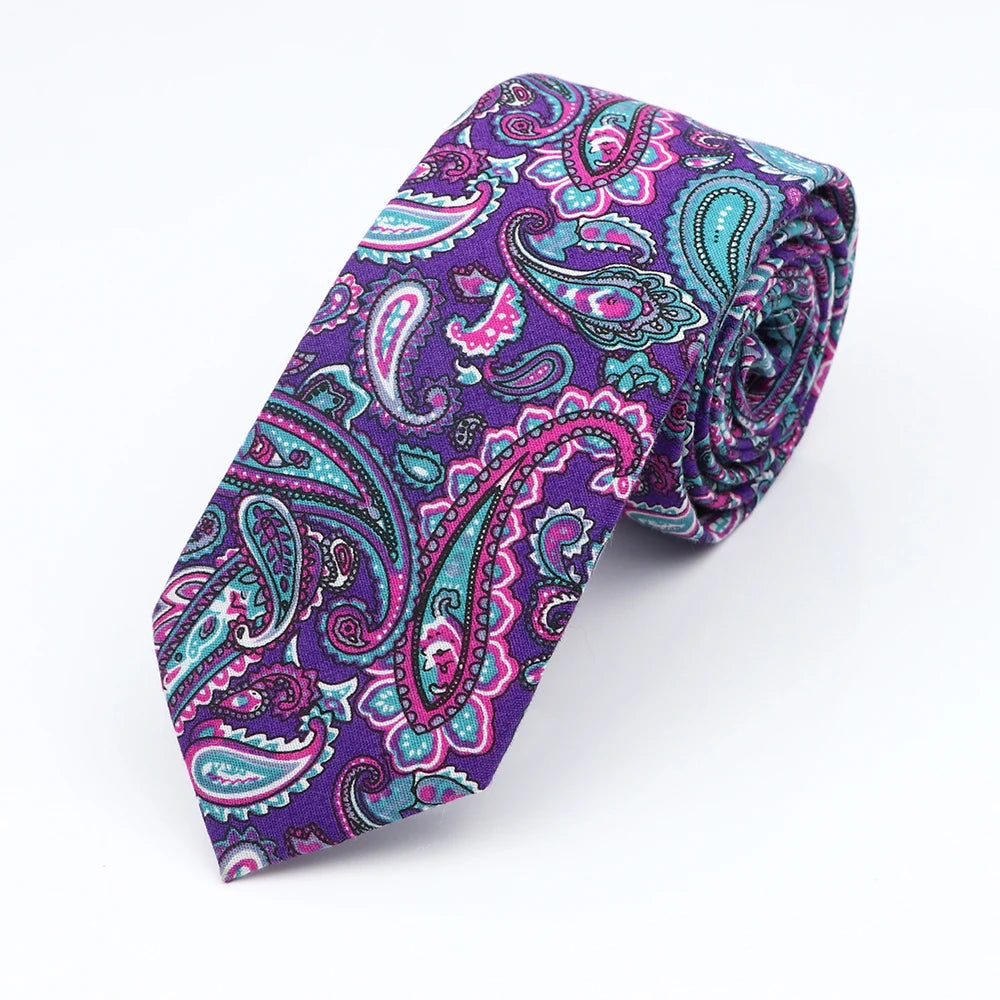 New Floral Elegant Tie For Men Women 100% Cotton Beautiful Flower Paisley Necktie Narrow Skinny Cravat Wedding Casual Corbatas