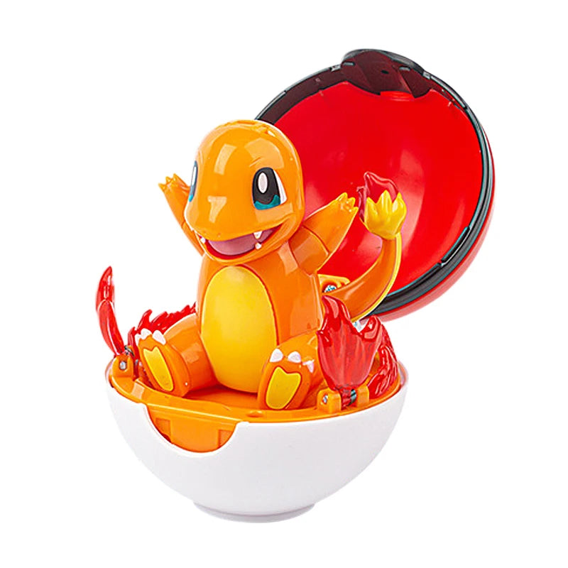 Pokemon Transformation Cartoon Model Pokeball Pikachu Toys Scalable Anime Figure Dolls Model Ornaments Children's Birthday Toys