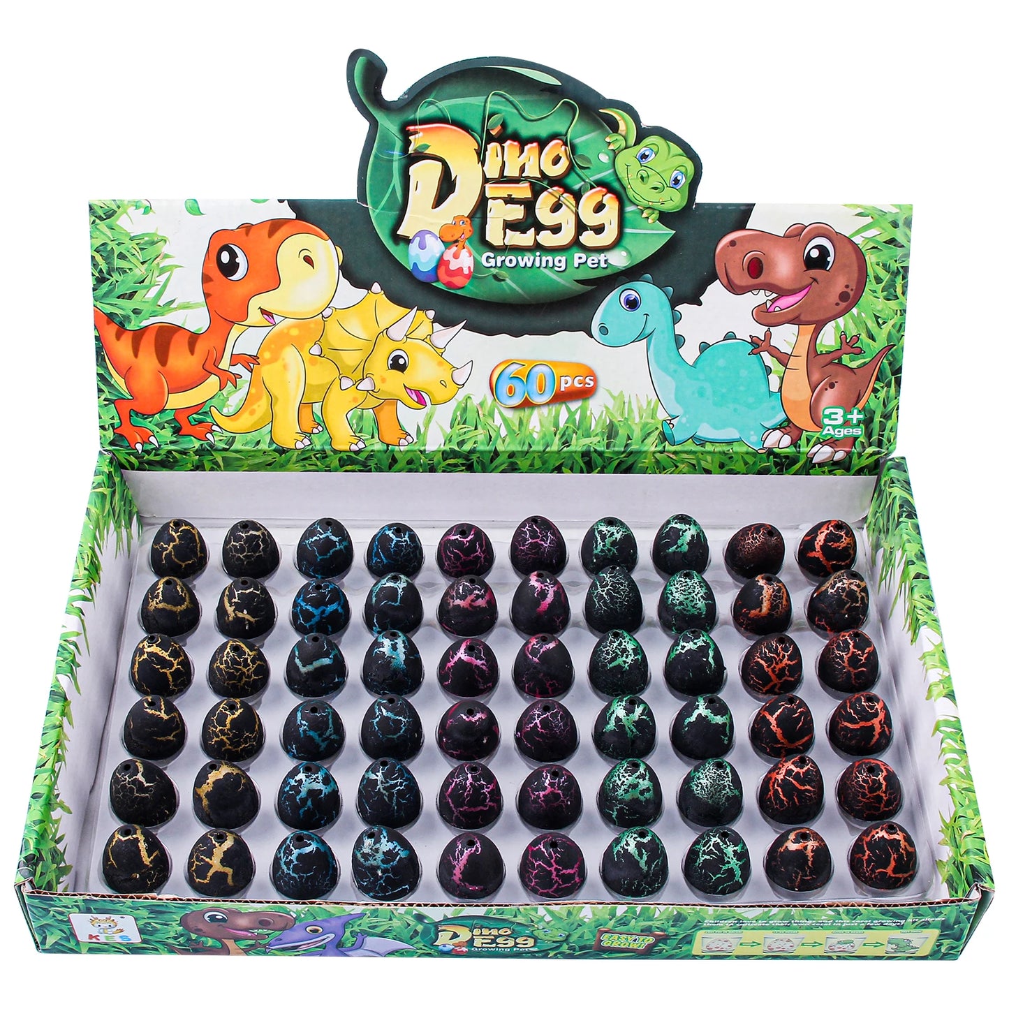 Sunpao 60pcs Magic Dinosaur Eggs Hatching in Water Growing Dinosaur Egg Animal Breeding Educational Toys for Children Kids Gifts