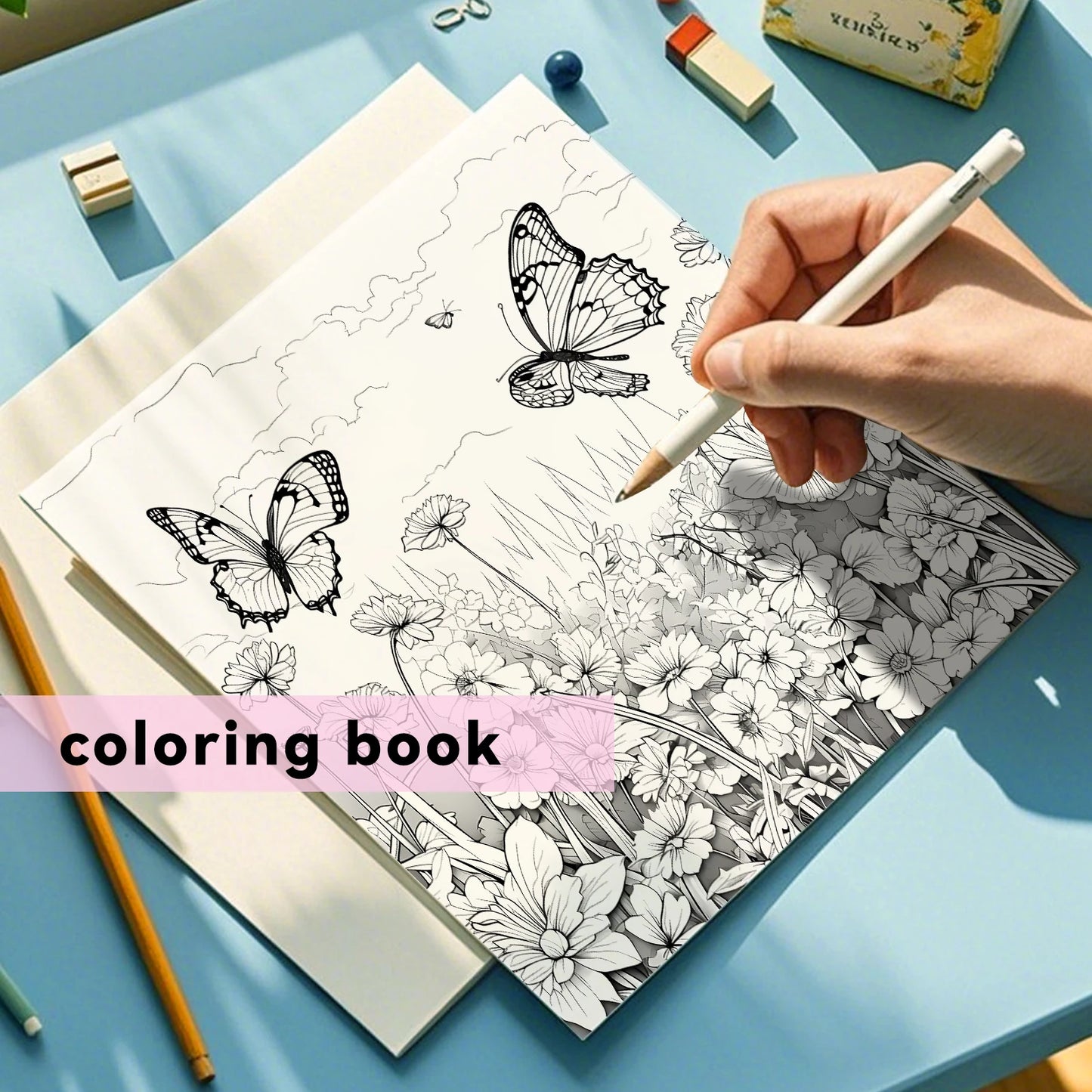 Beautiful Flowers Coloring Book 24Page Adult Picture Books Gift For Relieve Stress Kill Time Graffiti Painting Drawing Art Book