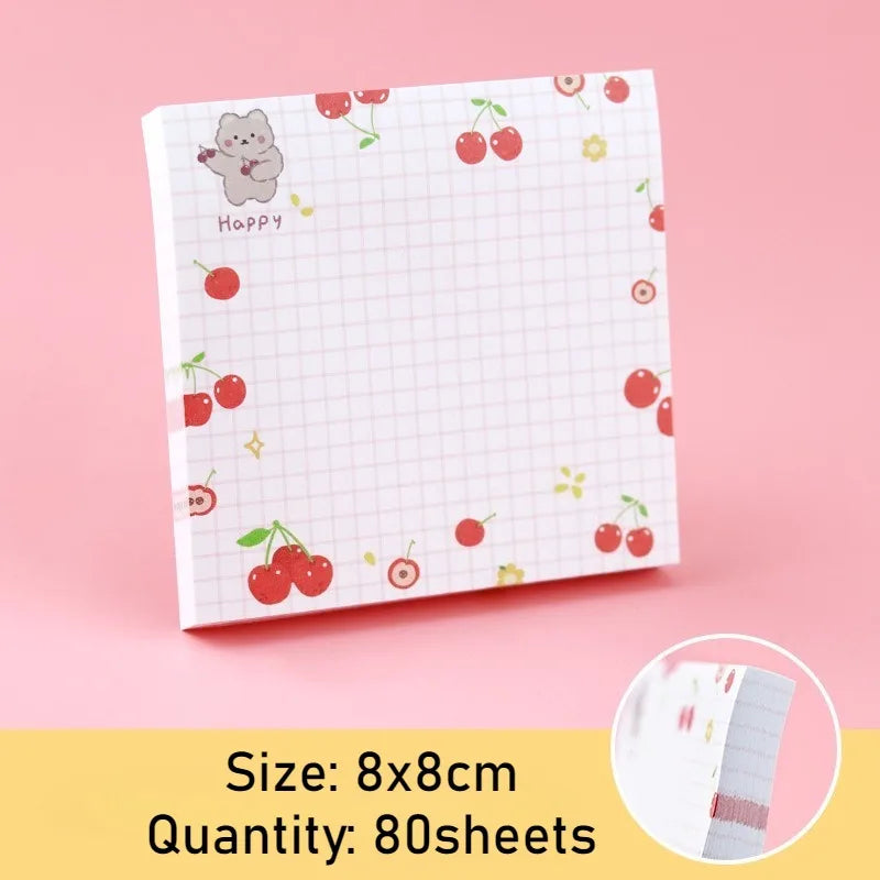 100sheets Kids Cartoon Fruit Pattern Sticker Posted It Memo Grid Paper Notebook Message Sticky Notes Notepad Pads Posits Sticker