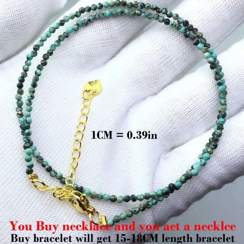 HOT Natural Stone 2mm Faceted Beads Necklace Crystal quartz Garnet agate Beaded Chains Fashion Simple Men Women Jewelry Gifts