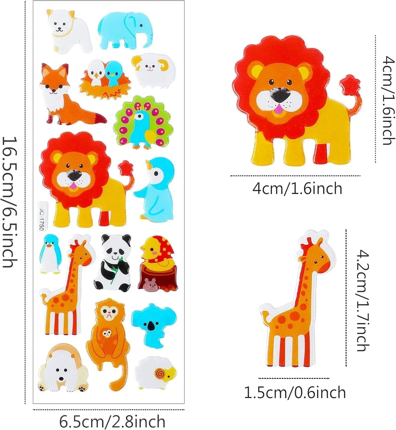 3D Cartoon Animal Puffy Small Stickers Sheets Bulk for Kids Toddlers Foam Sticker Zoo Sealife Animals for Girls Boys Gifts Party
