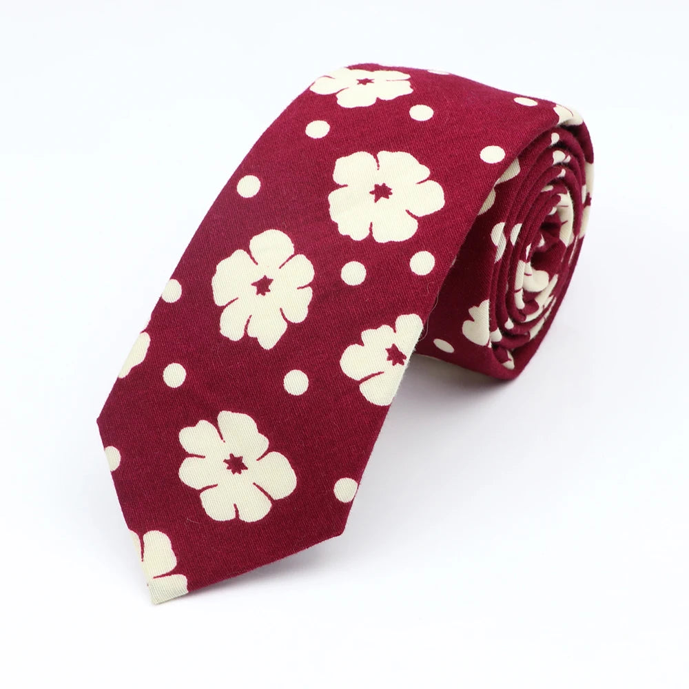 New Floral Elegant Tie For Men Women 100% Cotton Beautiful Flower Paisley Necktie Narrow Skinny Cravat Wedding Casual Corbatas