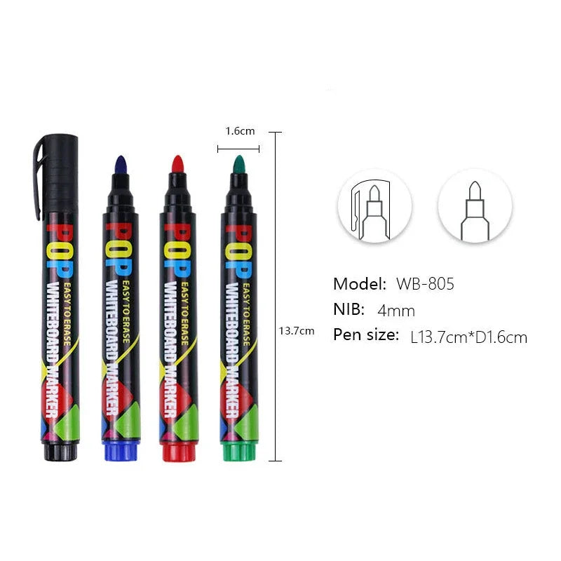 8/12 Colour POP Whiteboard Marker Set,Erasable, Refillable,Safety,Non-Toxic,High Capacity,Office,Conferencing,Educational Items