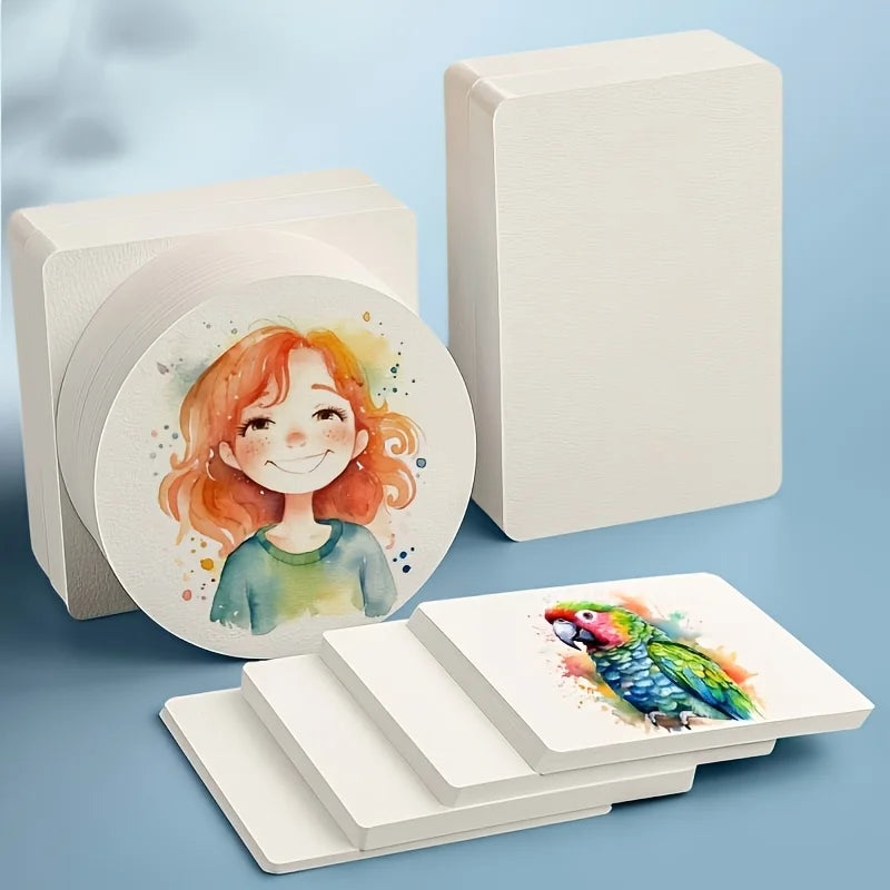 50pcs/pack, Premium 300GSM Watercolor Paper,High-Quality Textured Perfect For Professional Painting, Thick Drawing Sketch Paper