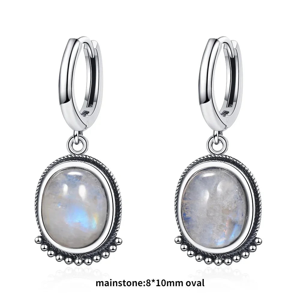 New Elegant Natural Kyanite S925 Silver Drop Earrings for Women Vintage Jewelry Wedding Engagement Hoop Earrings Gifts