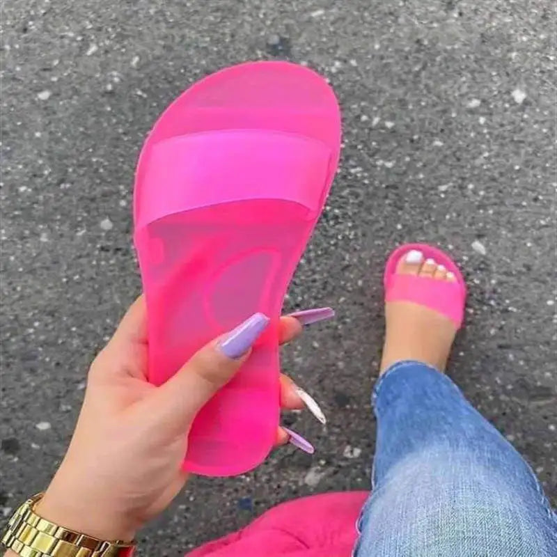 Large Size Women's Sandals  Independent Station WISH Crystal Jelly Slippers Casual Style Polyester Inner Material