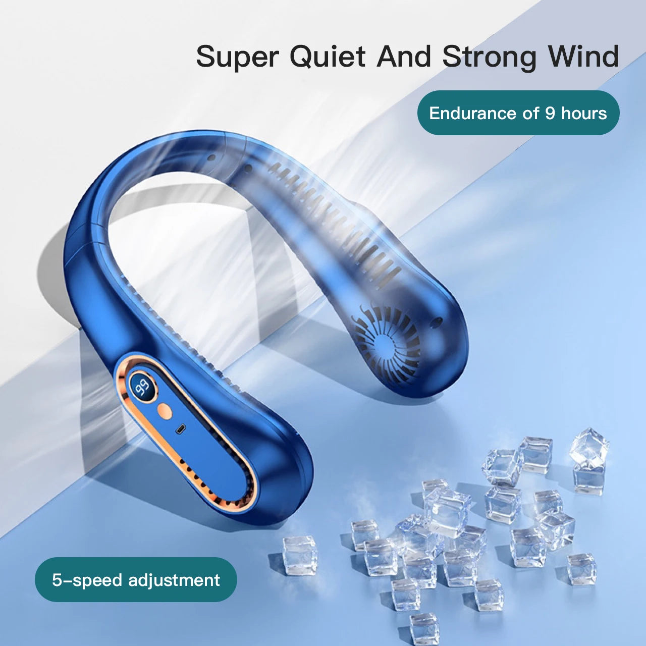 New Summer Portable Mini Hanging Neck Fan Bladeless Neckband Fan Digital Display Power Air Cooler USB Rechargeable Electric Fans