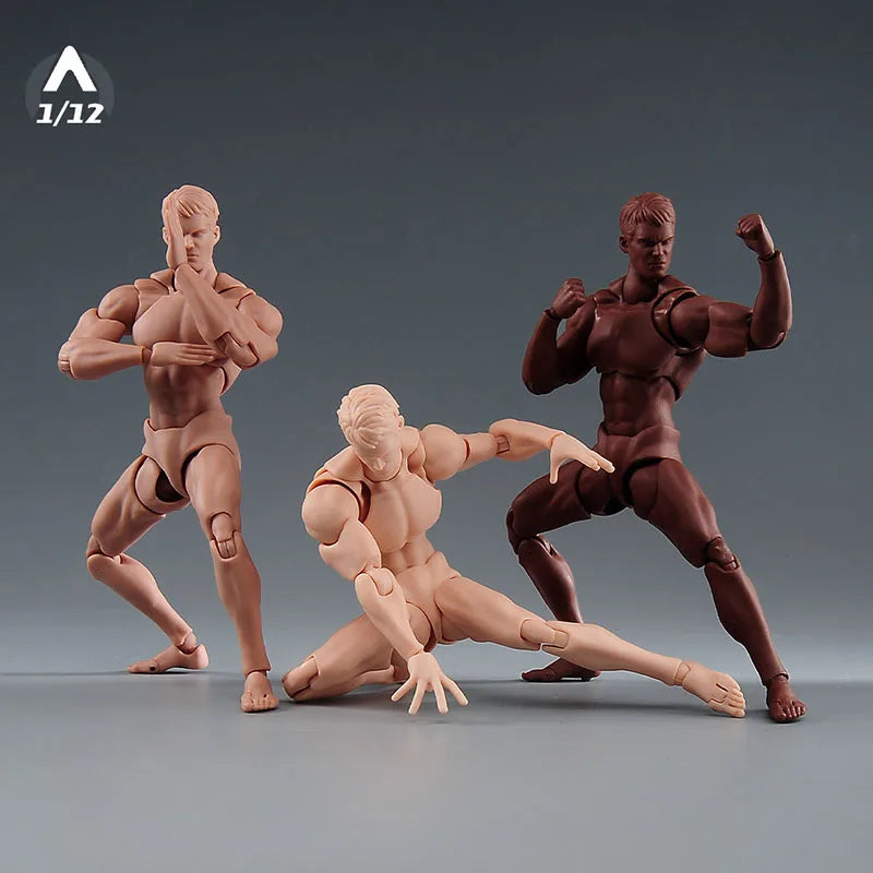 Wind Toys 1/12 Scale Male Super Flexible Joint Body 16cm Male Soldier White Yellow Black Articulated Action Figure Doll Model