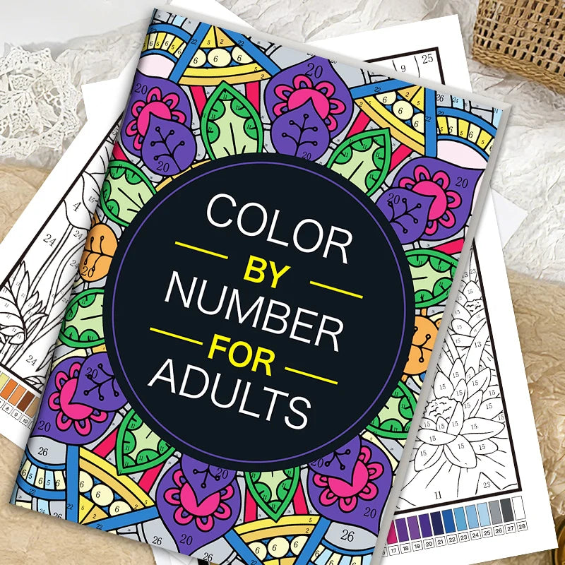 Color by Number for Adults Coloring Book 32 Pages Floral Mandala Design Stress Relief Relaxation Therapy Activity Book