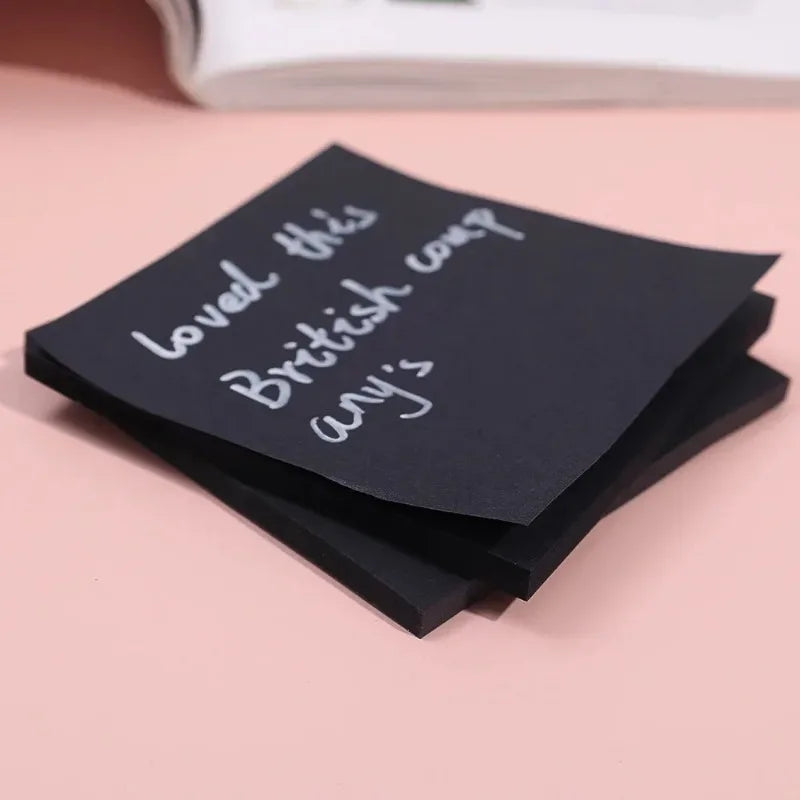50 Sheets/pack Creative Paper Black Sticky Notes Self-Stick Notes Pads Posted It Notepad School Home Office Stationery Supplies