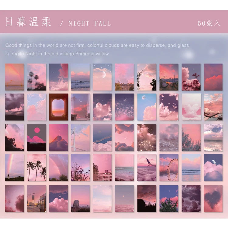 Yoofun 50 Sheets Natural Scenery&Art Paintings Stationery Stickers Book Aesthetic Landscape Cute Scrapbooking Planner Journaling
