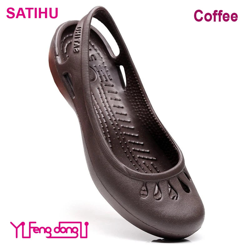Ultralight EVA Clog Satihu Summer New Lightweight Anti Slip Hole Shoes For Women's Flat Bottom Sandals Nurse Outdoor Beach Jelly