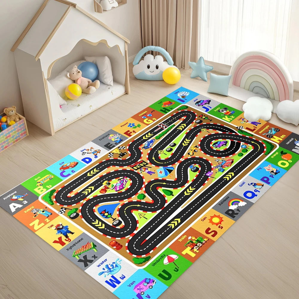 Educational Playful  Alphabet Theme Game Rug for Learning Area Nursery Activity Space Family  Non-Slip Durable
