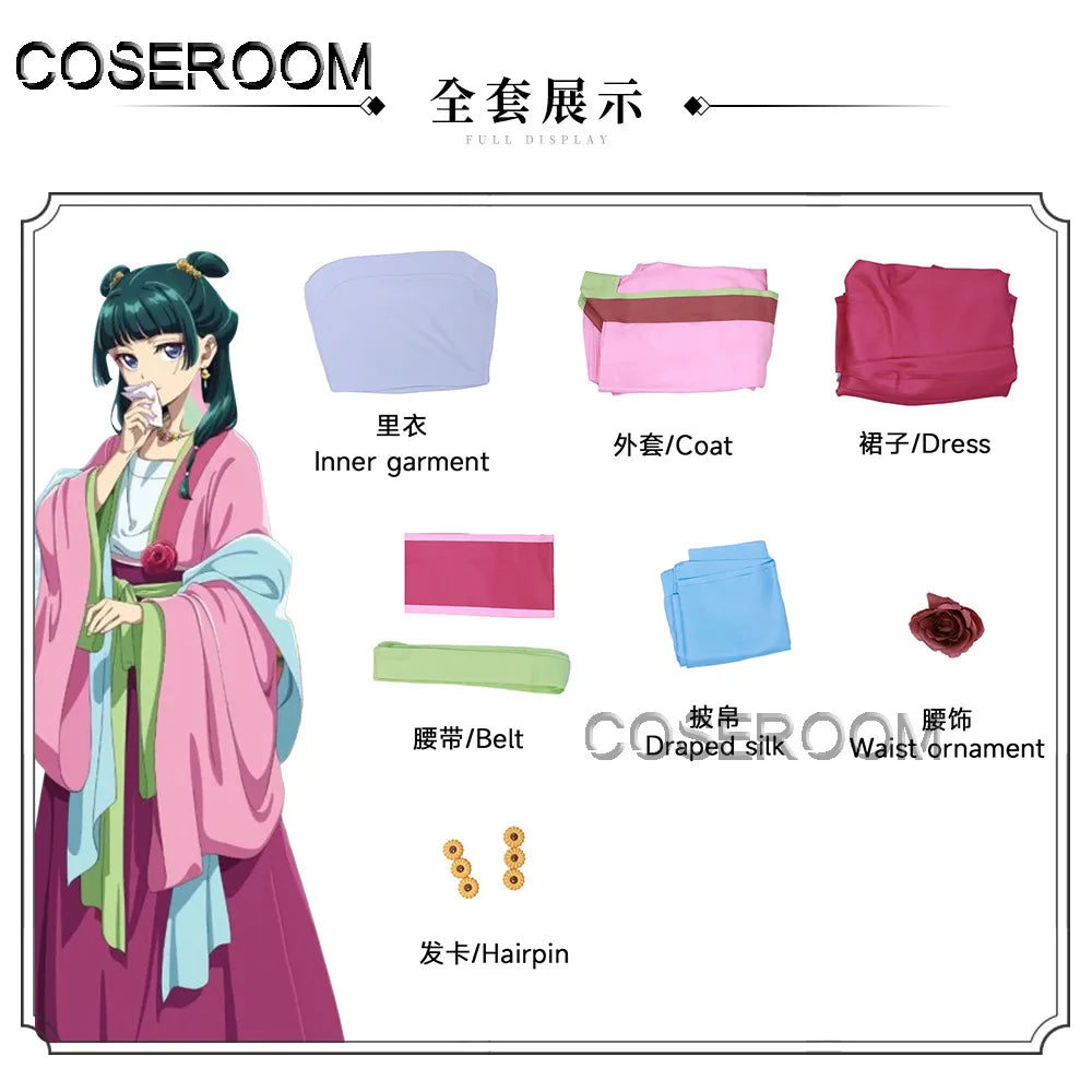 Kusuriya No Hitorigoto Maomao Cosplay Costume Wigs Halloween Party Role Play Outfit for Women