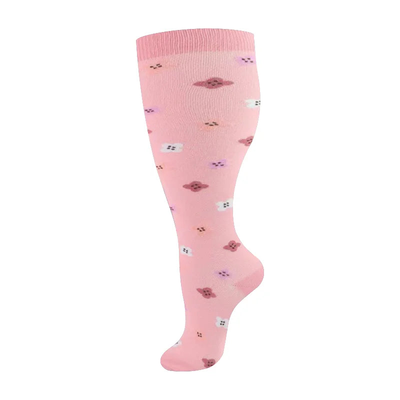 2XL-4XL Plus Size Compression Socks for Women Men 20-30 mmHg Wide Calf Extra Large Knee High Flight Sock for Circulation Support