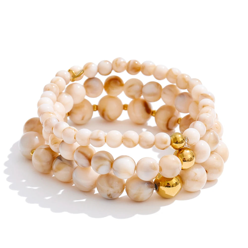 Yhpup 7 Color Fashion Beads Layered Statement Necklace 2025 Tarnish Resistant Charm Resin Trend Jewelry Christmas Gift for Women
