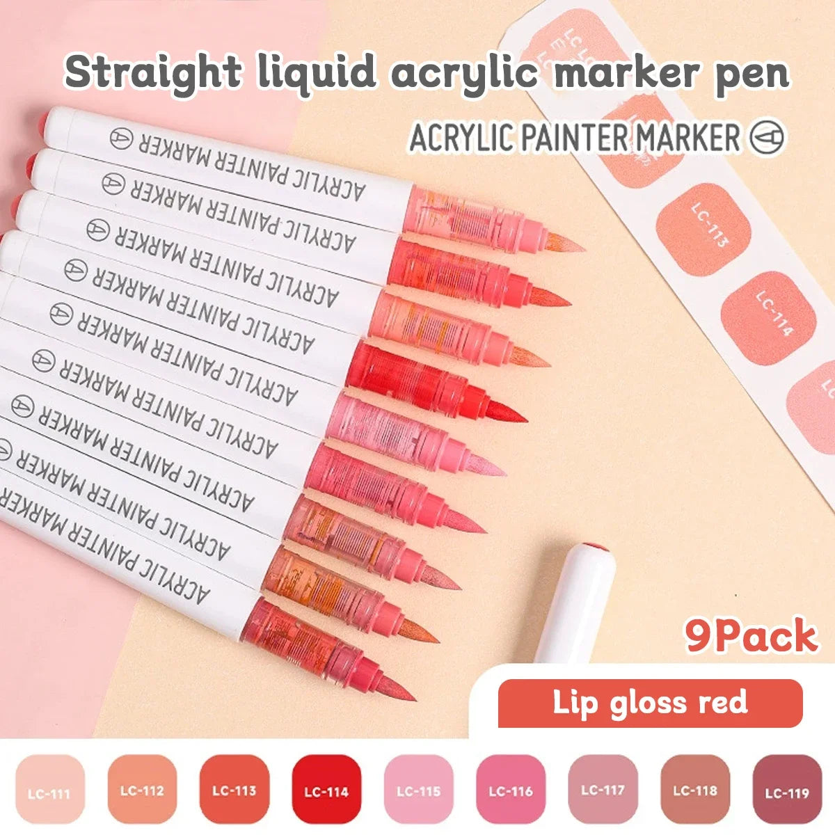 9pcs/Box MIX Color Acrylic Markers Set Kids Gift Art Rock Painting Pens Graffiti For Stone Glass Book Shoes DIY Craft Supplies
