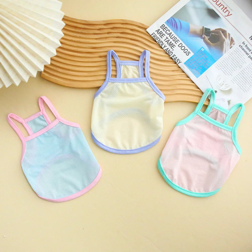 Pet Summer Breathable Ice Silk Cooling Strap Dog Cool and Comfortable Cool Clothes Solid Color Simple Dog Clothes