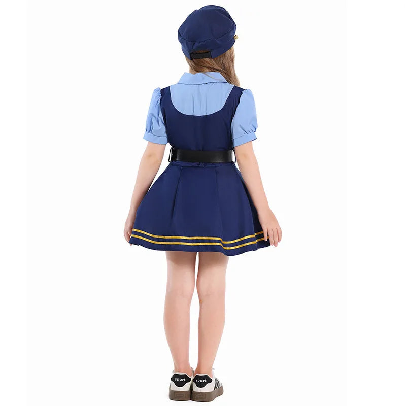 Kids Police Cosplay Costume Boys Girls Halloween Fantasy Disguise Outfits Children's Day School Stage Performance Set Hot Sales