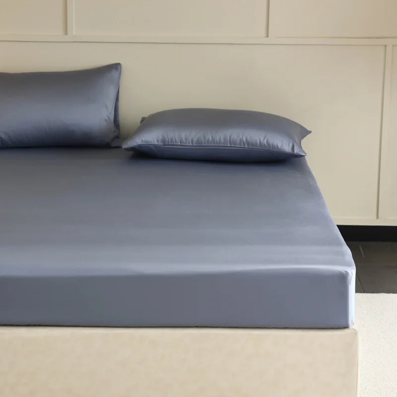 Mulberry Silk Fitted Bed Sheet with Elastic Bands Luxury Mattress Cover Single Double King Queen Size Bed Cover 100/140/200/220