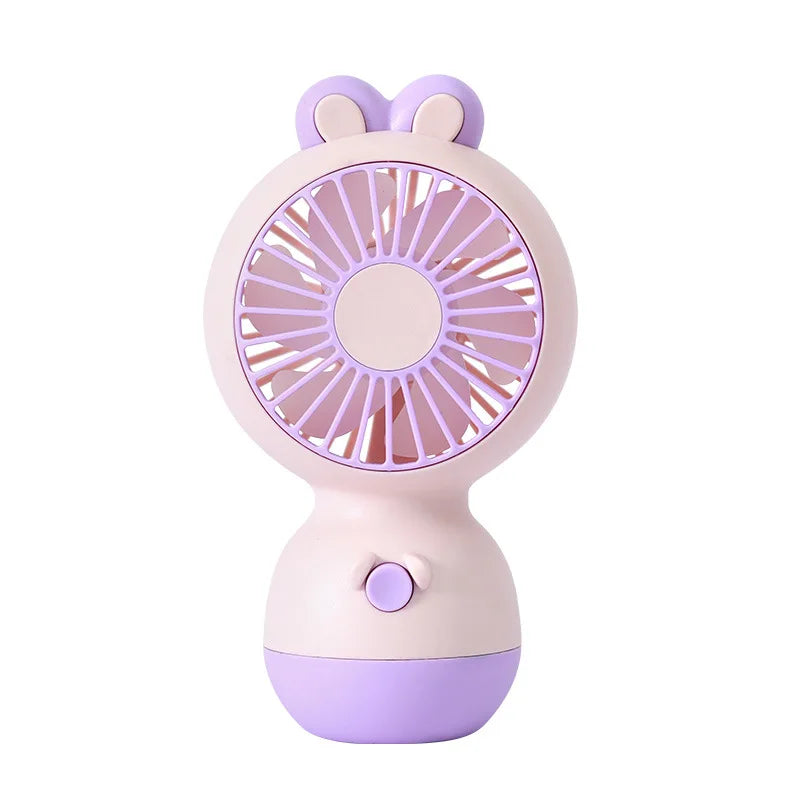 Cute Cartoon Rabbit Ear Desktop Fan USB Rechargeable Handheld Fan Summer Cooling Gift for Kids Children Home Office Rechargeable