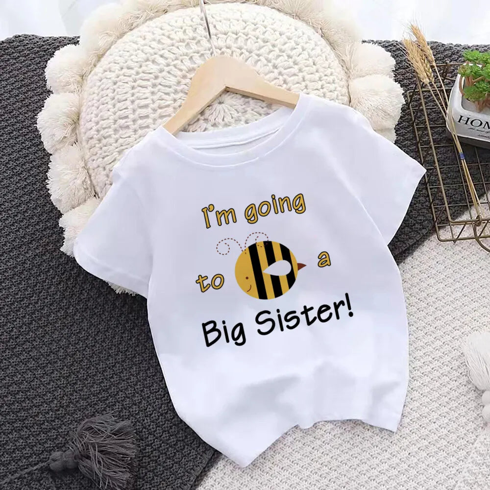 Promoted To Big Sister Kids T-Shirt Childrens T Shirt Baby Announcement Top Toddler Tshirt Summer Clothes Girls Short Sleeve Tee