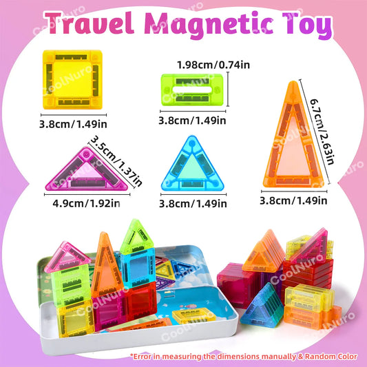 26/38pcs with iron box - Colorful Magnetic Building Blocks set, suitable for kid's learning and education magnetic toys,gifts