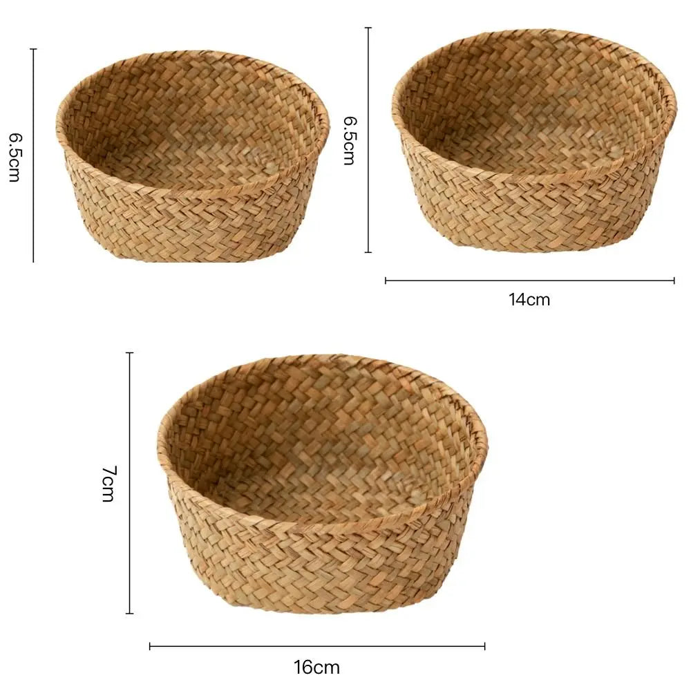 Imitation Rattan Rattan Storage Baskets Home Desktop Decoration Sundries Organizer Kitchen Storage Basket Multi-Purpose Home