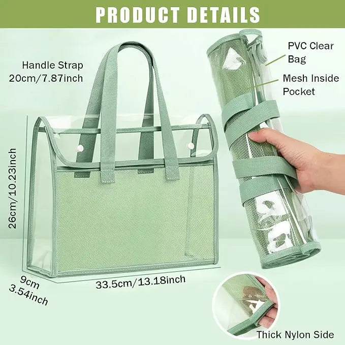Transparent Expandable File Bag, High-quality Portable Transparent Folder, Book and Stationery Storage Bag, A4 Paper File Storage, Suitable for Office, School, Easter, Thanksgiving and Other Activities