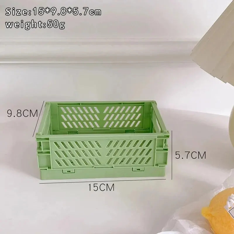 6 Color Organizing Storage Baskets Case Folding Student Desktop Basket Tape Stationery Plastic Foldable Container Storage Box