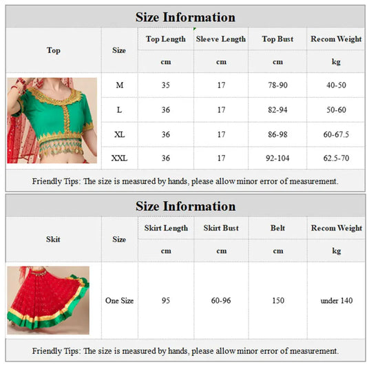 Women's Bollywood Belly Dance Costume Set – Top, Skirt & Waist Belt, M–XXL