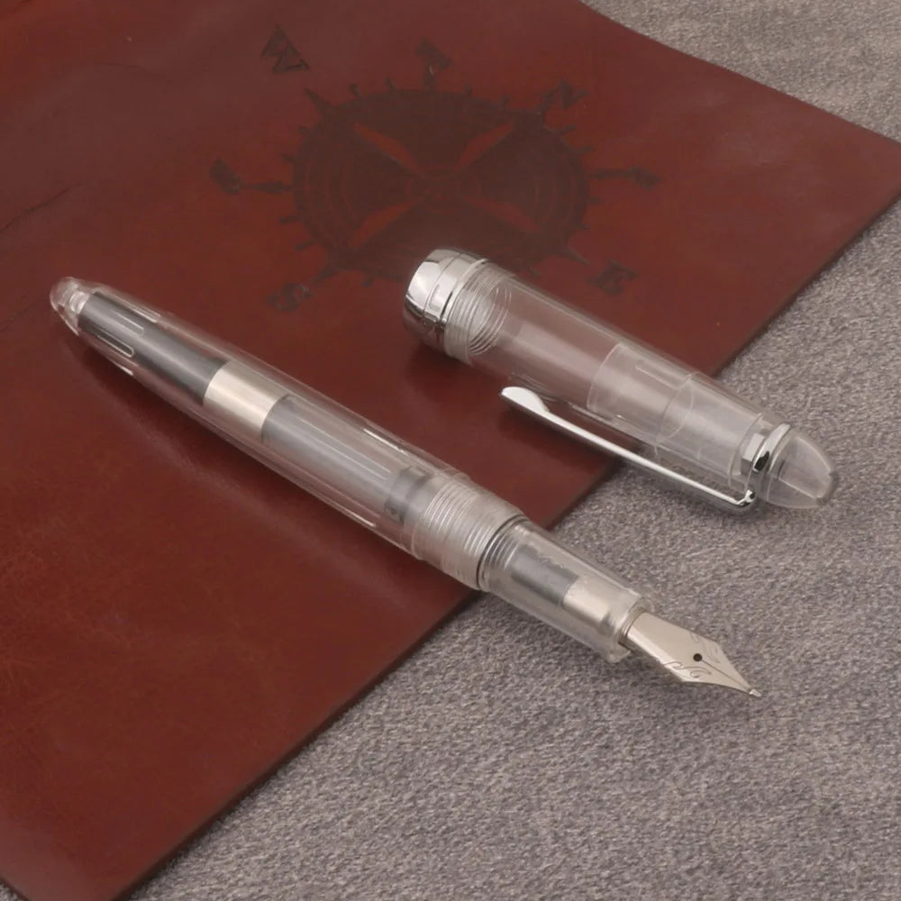 High Quality Naginata nib Fountain Pen Spin transparent 1.0mm Stationery Office Supplies Signature Calligraphy Ink Pens
