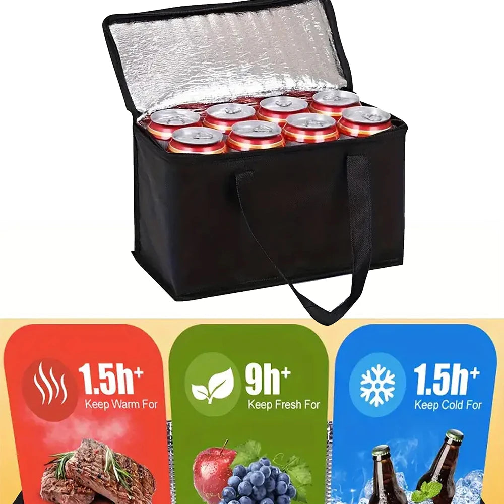1PC Large Insulated Food Bag Reusable Foldable Hot Cold Meals Grocery Bags Zipper Bag Lightweight for Picnic Camping Outdoor