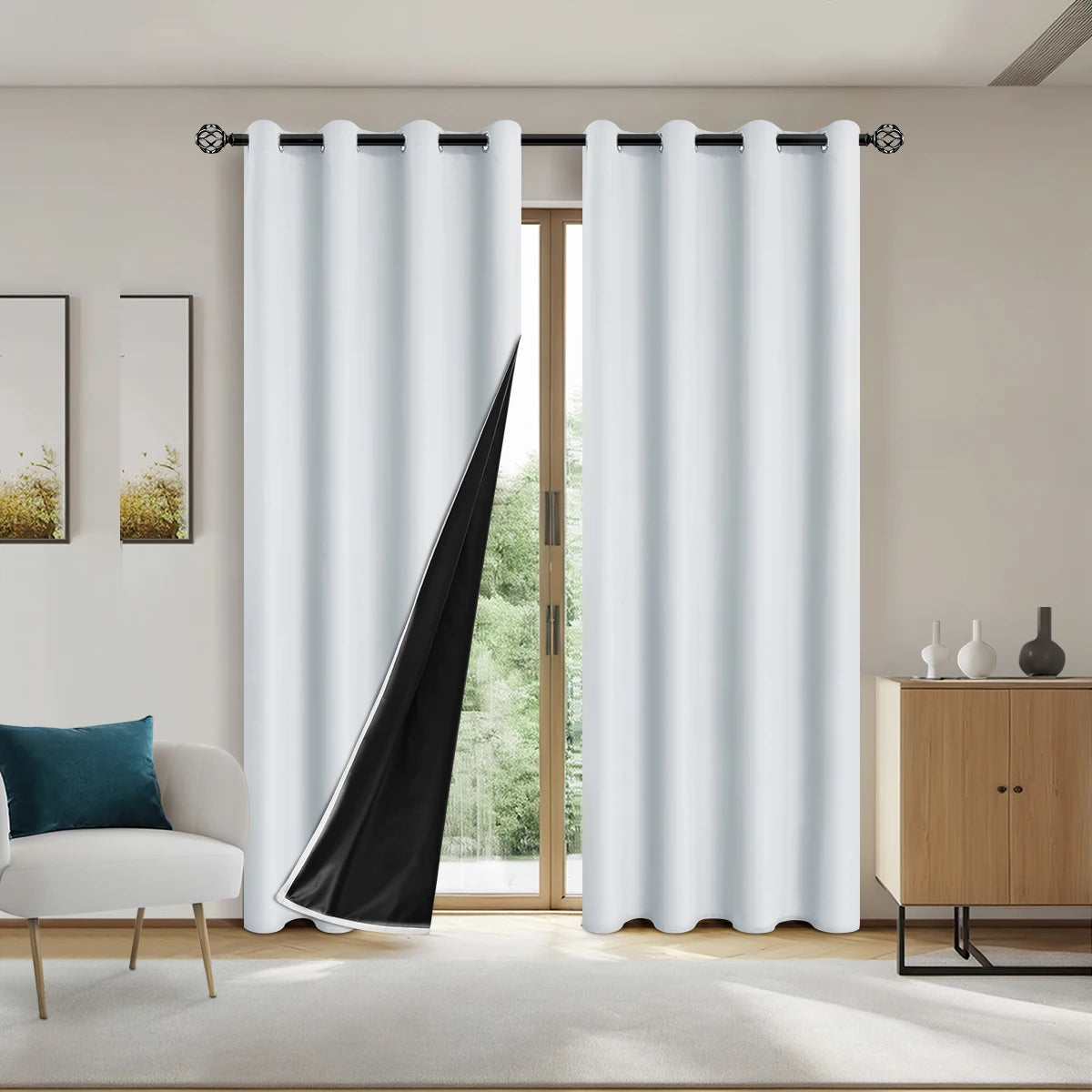 1pc Solid color full shading and sun protection 100% Blackout curtains, bedroom and living room shading curtains