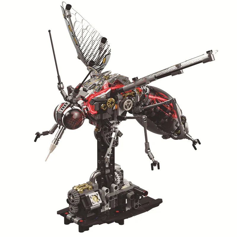 Creative STEM Educational Mechanical Mosquito Flight Animal Electric Toy Building Blocks Model MOC Technical Bricks for Kid Gift
