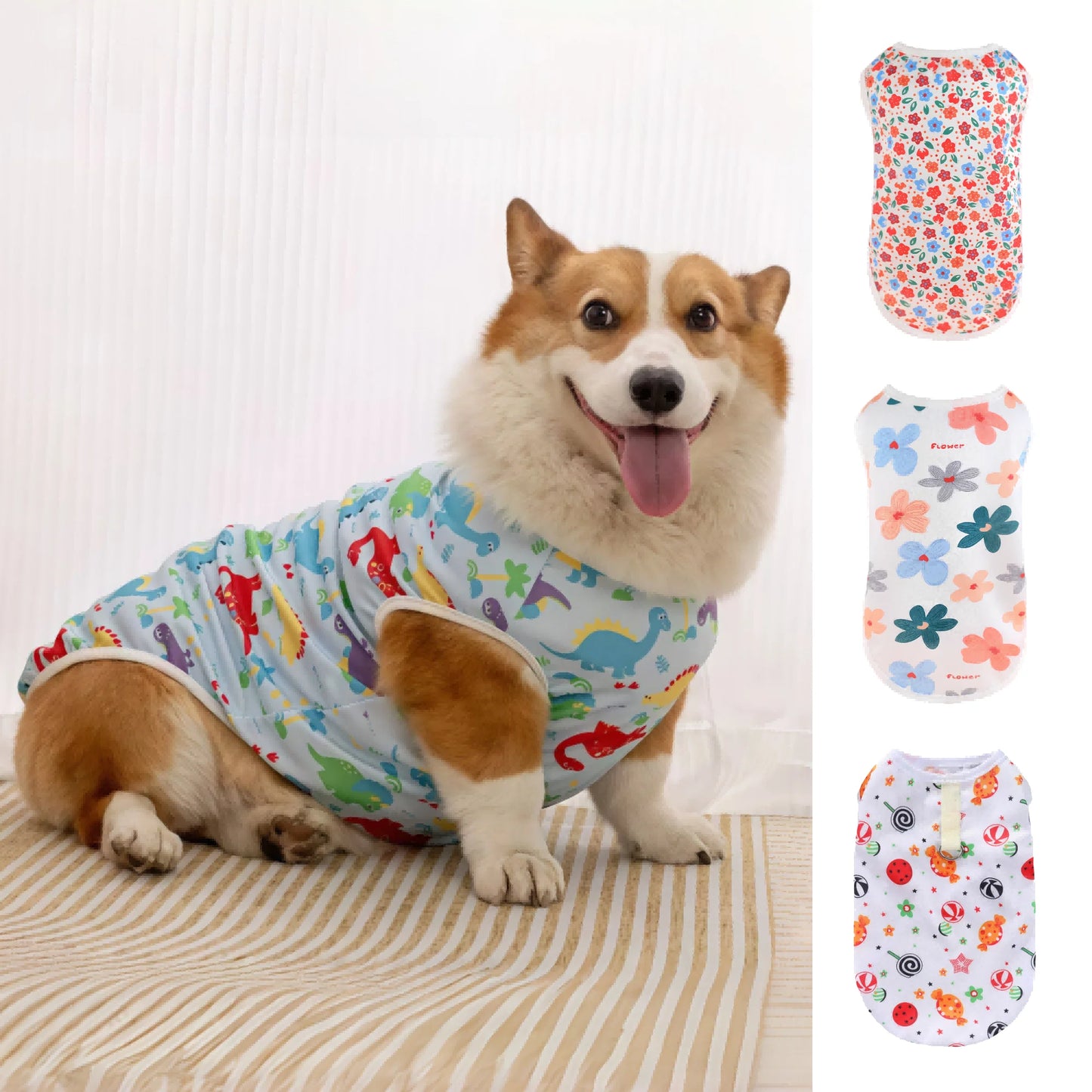 Cooling Summer Pet Dog Vest Cartoon Soft Cat Clothing Summer Casual Shirts Small Medium Large Dogs Puppy French Bulldog Clothes