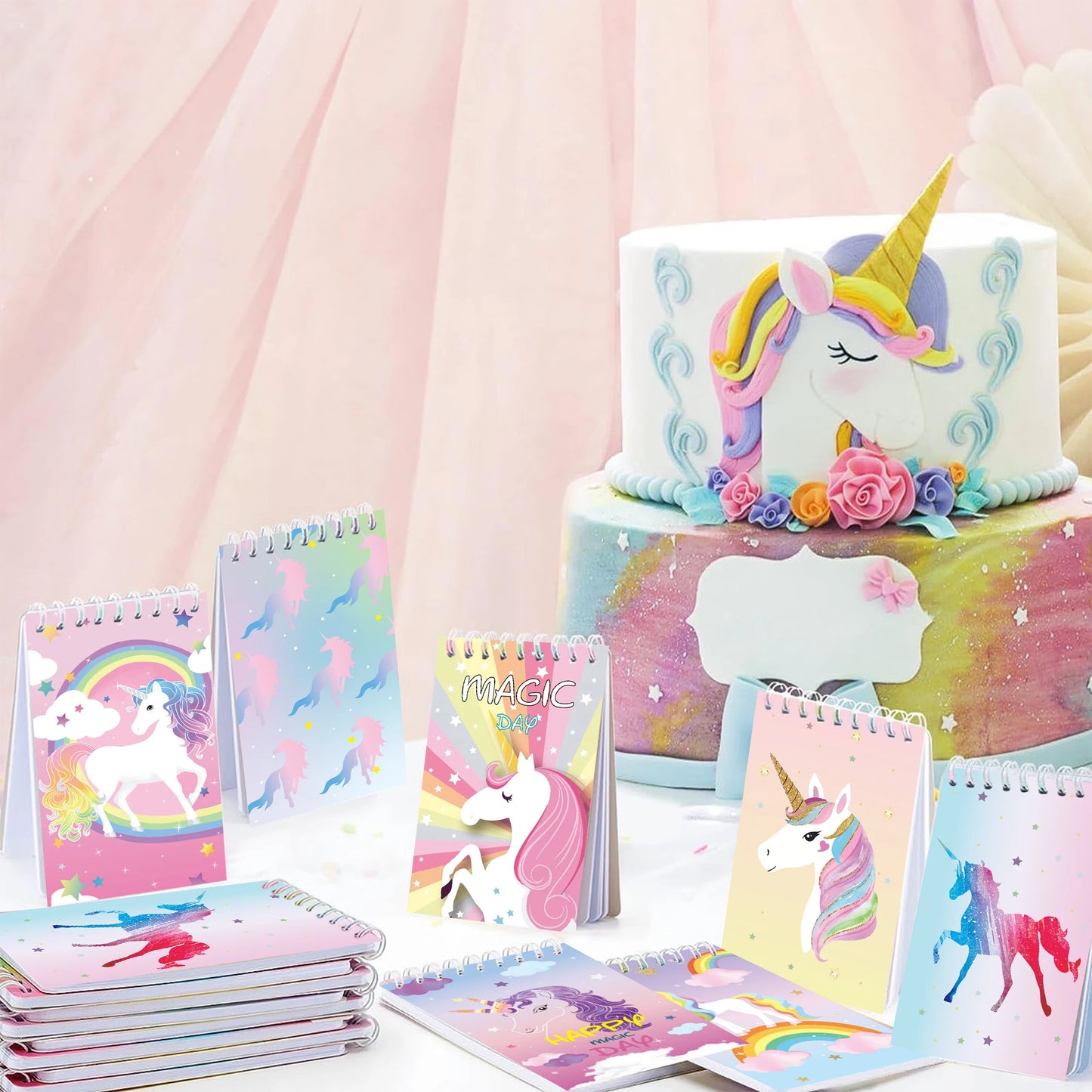 Unicorn Theme Mini Spiral Pocket Notebooks Memo Pad Coil Booklet Notepads For Office Stationery School Diaries Birthday Gifts