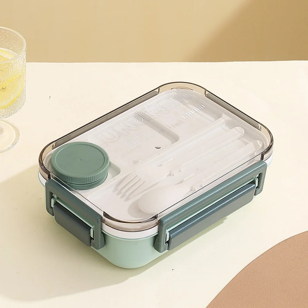 Portable Plastic Lunch Box for Children Adults Thermo Soup Bento Box with Tableware Leakproof Large Capacity Food Storage Boxes