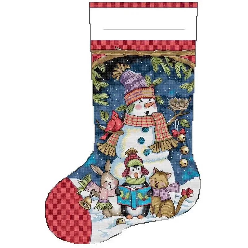 Christmas Stocking Series NKF Cartoon Pattern Cross Stitch Kit 14 16 11CT White Count Canvas Set DIY Embroidery Home Decor Gifts