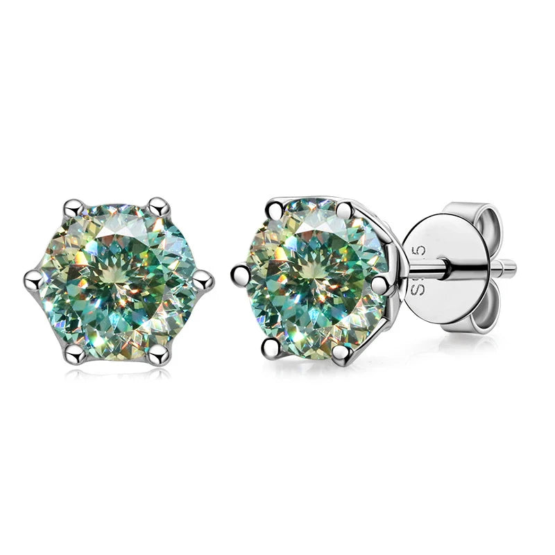 JoyceJelly 1/2/4CT VVS D Color Moissanite Russian Cut 8H8A Lab Diamond Stud Earrings For Women S925 Sterling Silver Fine Jewelry