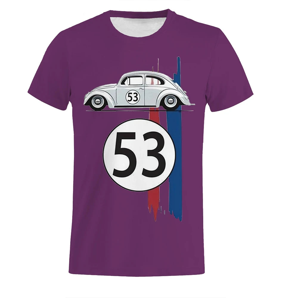 Motorcycle Beetle 53 Number T Shirt Men Car Short Sleeve Simple Herbie Tees Tshirts Rally Car Male Black Printed 3D t shirt