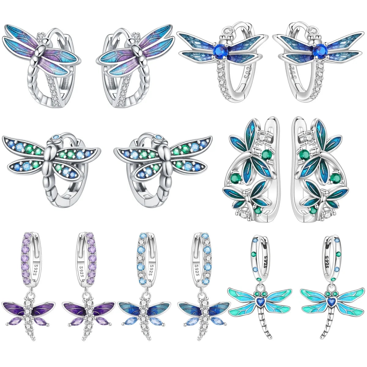 MISEFF S925 Sterling Silver Earring Exquisite Insect Gradient Dragonfly Earrings Original Jewelry Birthday Gifts For Women
