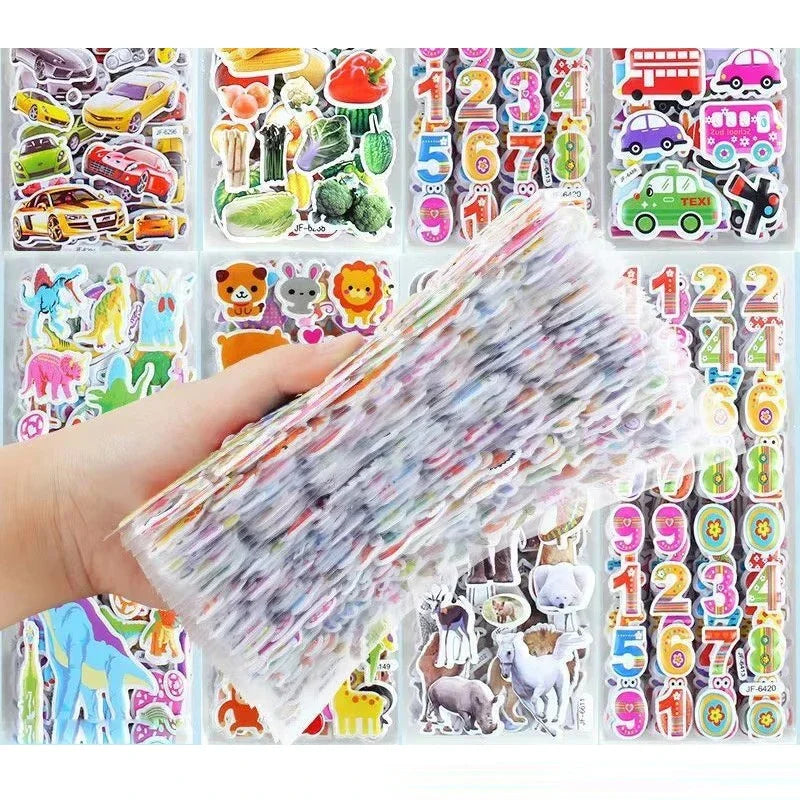 20 Sheets 3D Stickers for Kids Puffy Children Stickers Boys Girls Teachers Reward Craft Scrapbooking Gift Toys